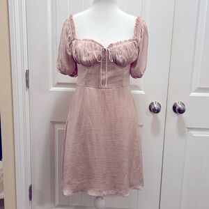 Fashion Nova Blush Pink Puff Sleeve Mini Dress